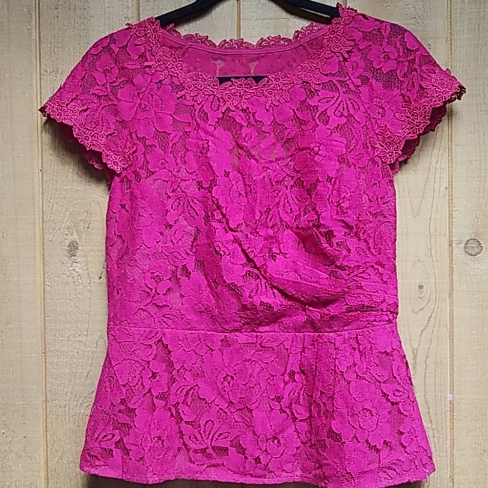 Deep pink lace top